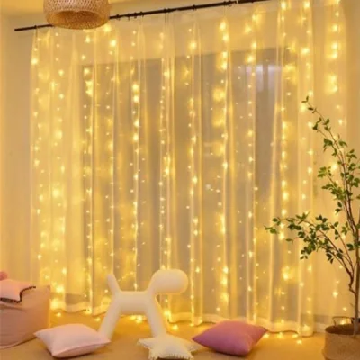 3D LED Светлинна Завеса CURLIGHT® - Звезден Блясък в Дома Ви! Топло жълто