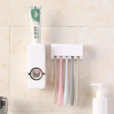 Автоматичен диспенсър за паста за зъби с дозатор и поставка за четки BrushBase®