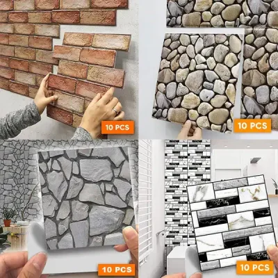 Комплект 10бр Самозалепващ се 3D Тапет - WALLVISION®